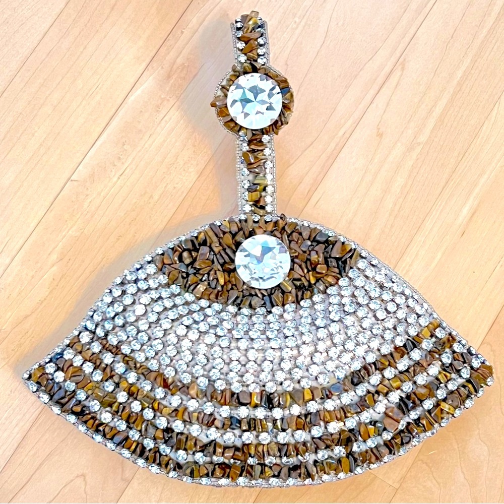 NWT Monique Leshman Tiger Eye Stone and Crystal Embellished Wristlet